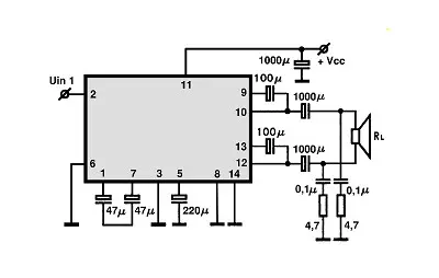 LA4440 BTL electronic component with associated schematic circuit diagram